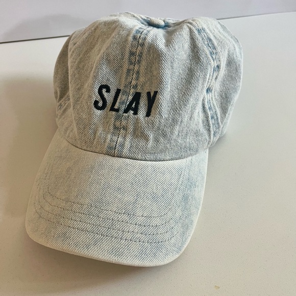 🔥 Light Denim Cap with SLAY Embroidery NWOT - Picture 1 of 2